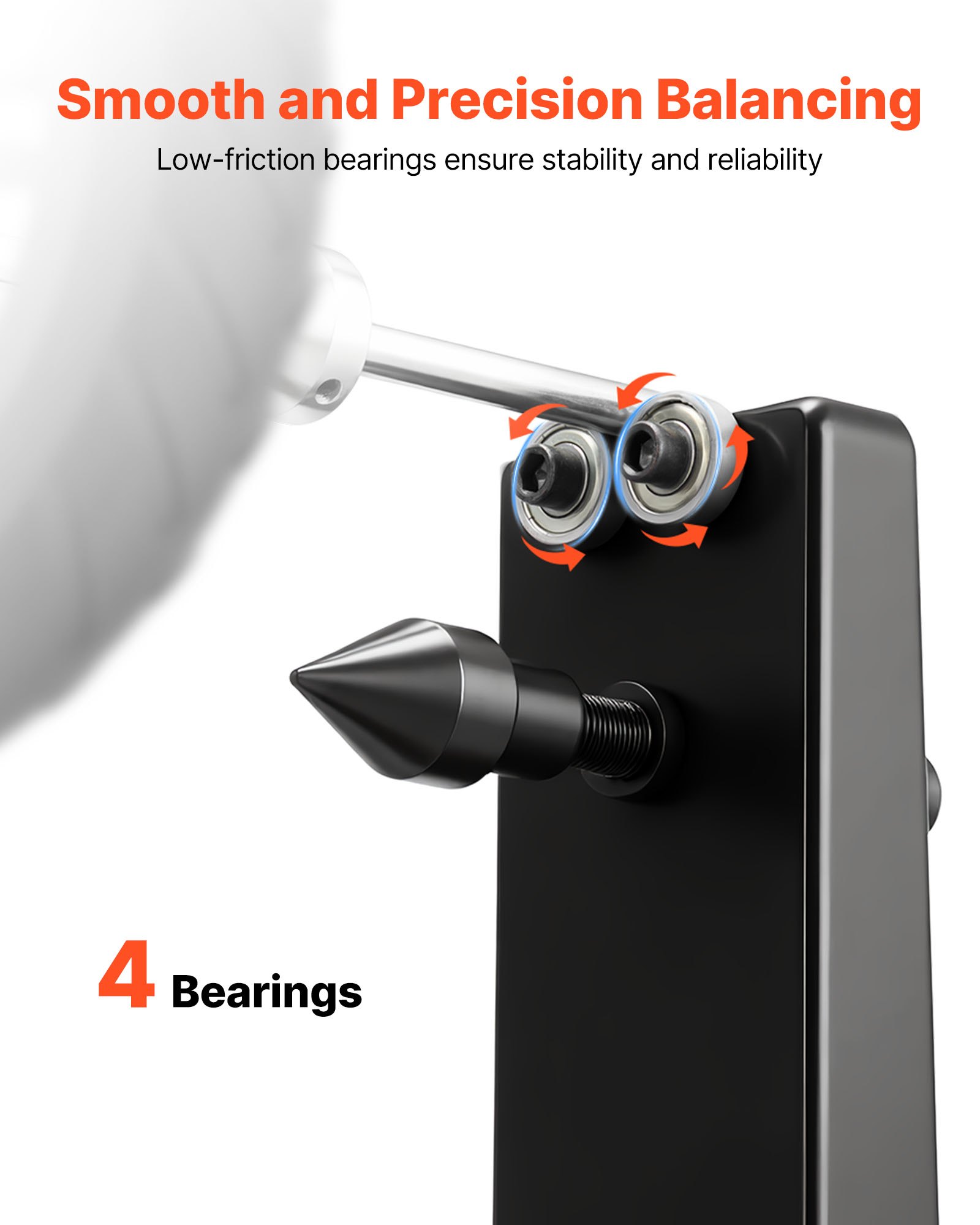 VEVOR Equilibratrice per Ruote di Moto Biciclette, Equilibratore per Cerchi e Ruote per Moto con Coni di Centraggio Regolabili e Puntatore di Centratura, Diametro Ruota 889 mm Capacità 40 kg