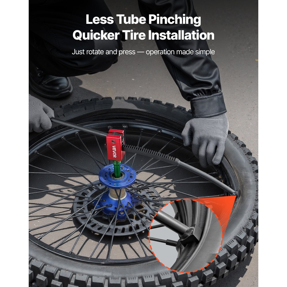 VEVOR Set Attrezzi per Cambio Gomme per Moto Fuoristrada, Kit Utensili per Smontagomme Manuale con Adattatori per Assali da 15-25 mm 2 Leve per Pneumatici Compatibile per Ruote da 406-533 mm