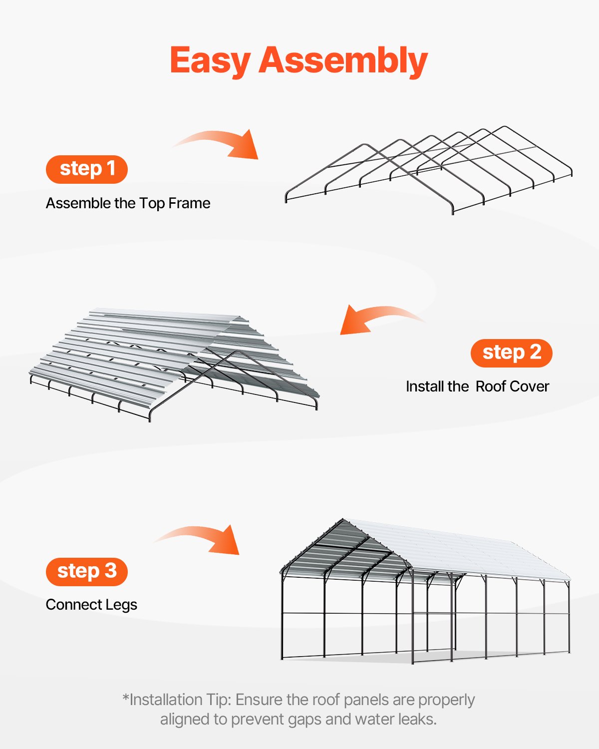 VEVOR Tent Garage, 4 x 8 x 3.15 m, Garage Tent, Carport with Steel Frame & Roof, Car Tent Garage Shade with Removable Side Walls, Multi-Purpose Car Shelter for Pickup Trucks, Boats, Cars & Tractors
