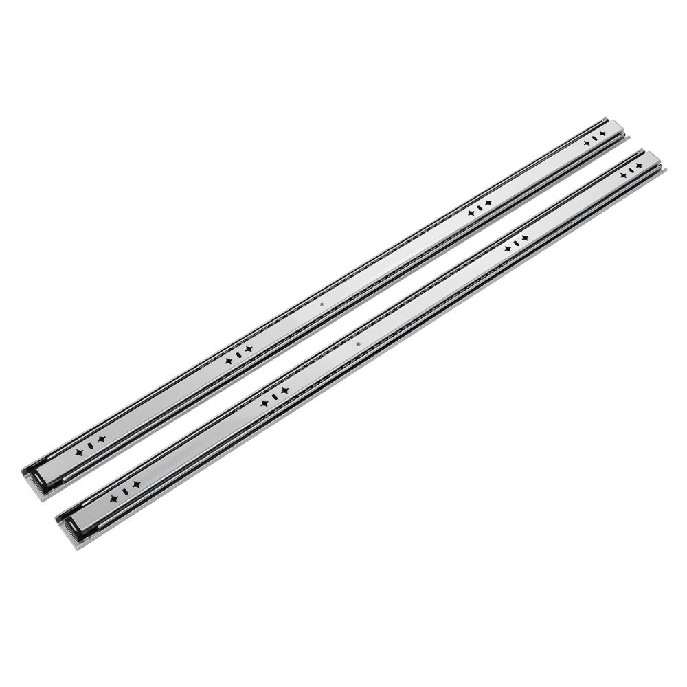VEVOR Guide Telescopiche per Cassetti 100 cm, Portata Max. 120,2 kg 1 Paio, Montaggio Laterale, Estensione Totale a 3 Sezioni con Cuscinetti a Sfera, Acciaio al Carbonio, con Viti e Dadi, per Armadi