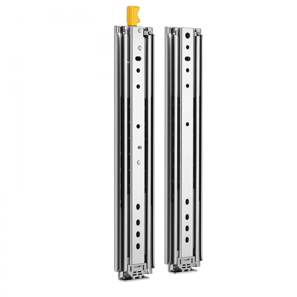 VEVOR Guide Telescopiche per Cassetti 40,6 cm con Blocco, Portata 226,8 kg, Montaggio Laterale, Estensione Totale a 3 Sezioni con Cuscinetti a Sfera, Acciaio al Carbonio, con Viti e Dadi, per Cucina