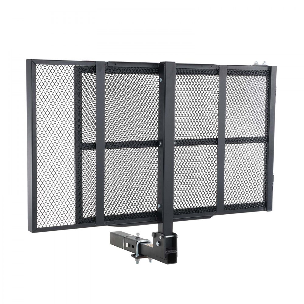 VEVOR Porta Scooter a Rotelle 115x65 cm Porta Sedia a Rotelle 226,8kg, Rampa Pieghevole in Ferro Cestino Gancio di Rimorchio con Cinghie Stabilizzatrici Ricevitore Gancio 50x50 mm per Auto SUV Furgoni