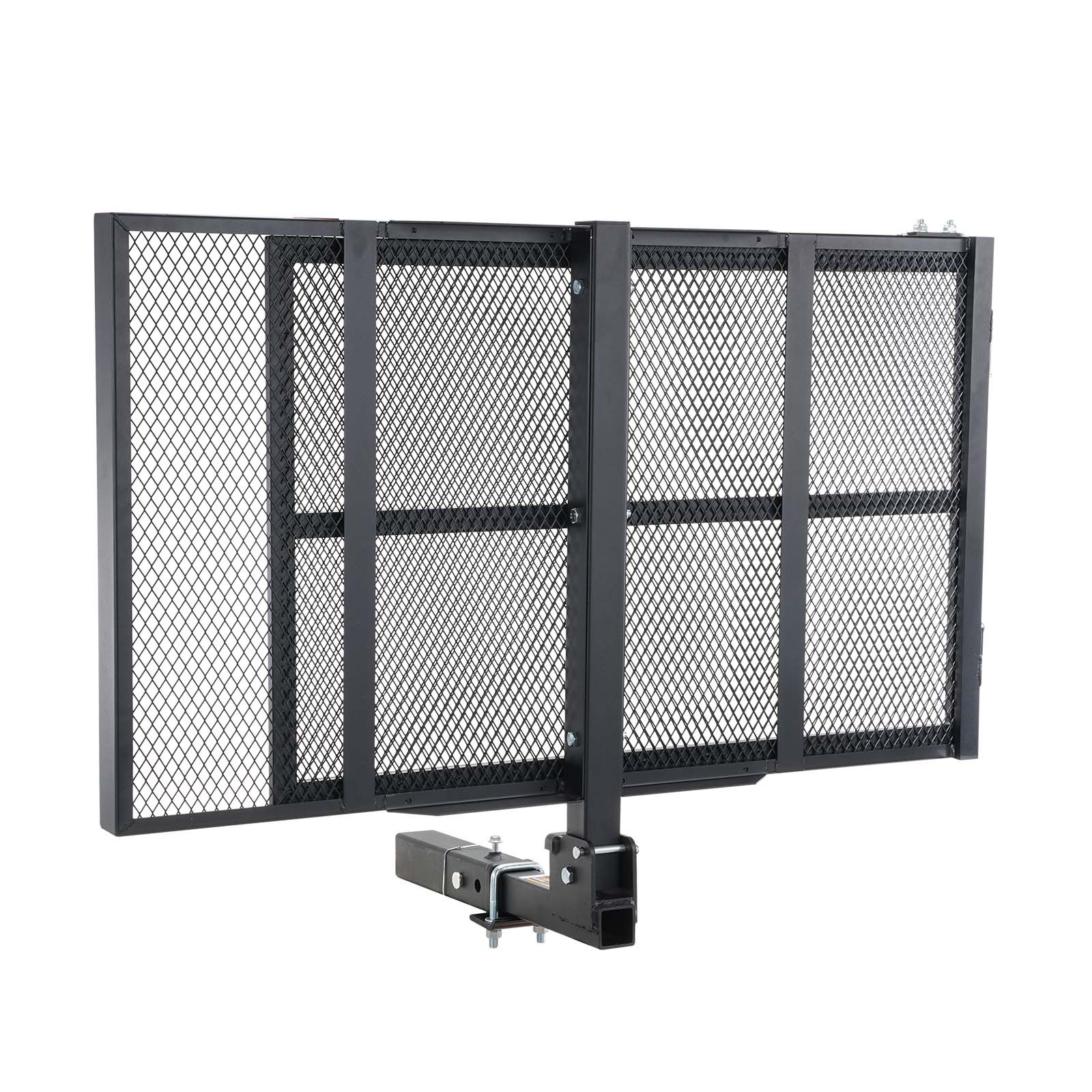 VEVOR Porta Scooter a Rotelle 115x65 cm Porta Sedia a Rotelle 226,8kg, Rampa Pieghevole in Ferro Cestino Gancio di Rimorchio con Cinghie Stabilizzatrici Ricevitore Gancio 50x50 mm per Auto SUV Furgoni