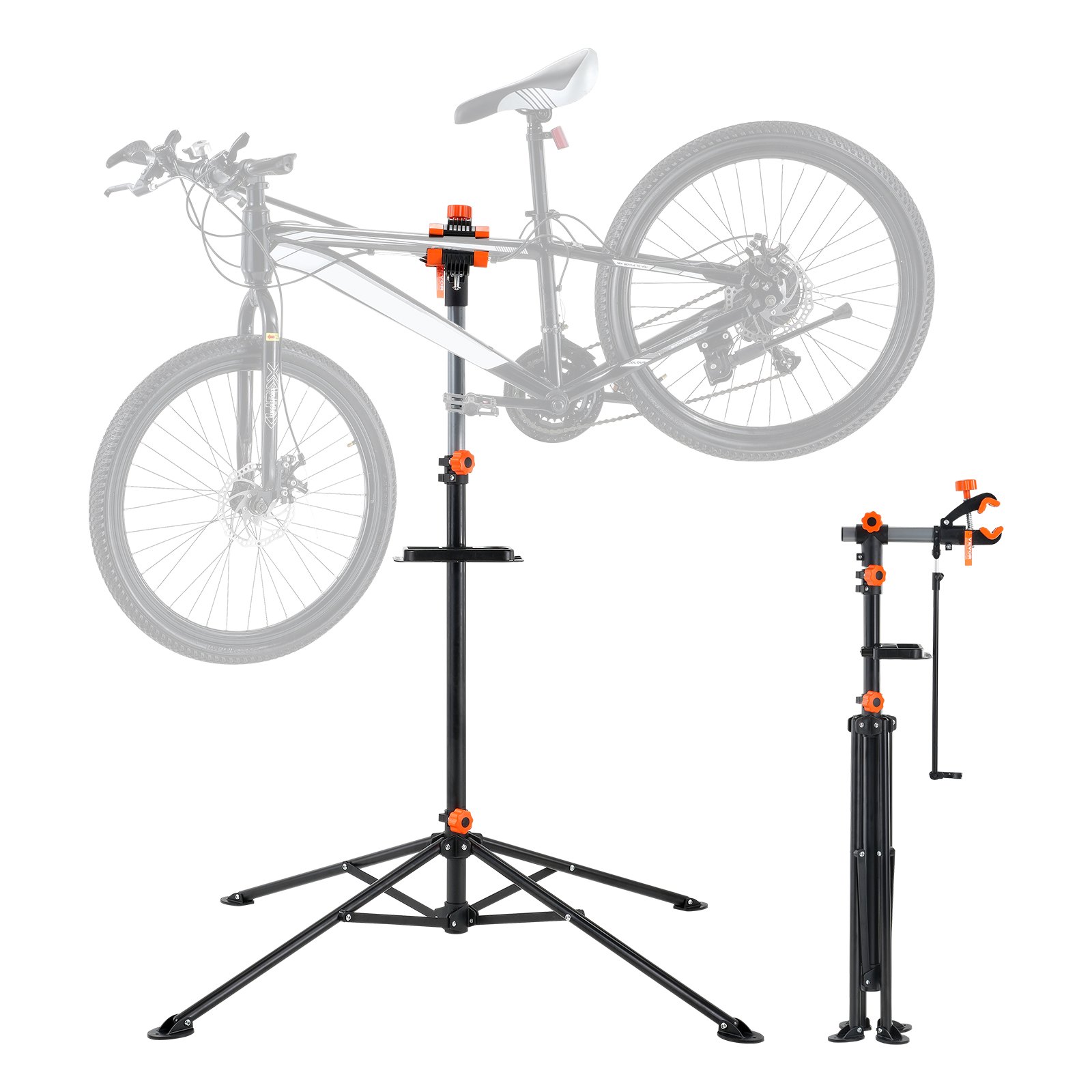 VEVOR Cavalletto da Officina Pieghevole per Biciclette Portata max.36,3 kg, Cavalletto Riparazione Biciclette Altezza Regolabile, Cavalletto per Bicicletta Morsetto Girevole 360°, Cavalletto per Bici