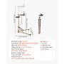 VEVOR Supporto per Riparazione Bici 940 x 795 x 1700 mm Supporto da Lavoro per Bici Resistente,  Carico Nominale di 49,9 kg con Altezza Regolabile 1025 a 1510 mm e Ampio Vassoio Portautensili