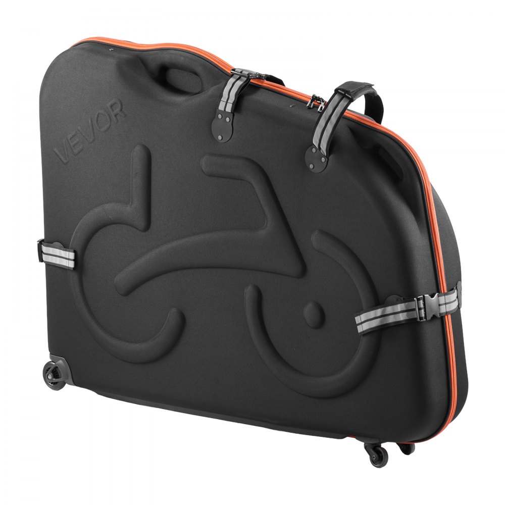 VEVOR Bike Travel Case, Bicycle Travel Bag with EVA Hard Shell, Quick-Release Buckle, Dual Zipper, TSA Lock and Wheels, Black Bicycle Case for Airplane, Easy Transportation Bag for 700C Road Bike