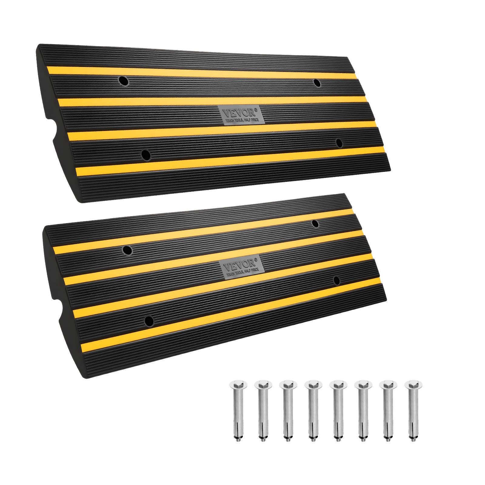 VEVOR Rampa Soglia Altezza 6,5 ​​cm Rampe da Marciapiede in Gomma 2 Pezzi Capacità Carico 15 Tonnellate Rampa Accesso per Sedia a Rotelle Antiscivolo Estensibile per Porta d'Ingresso 122x40,5x6,5 cm