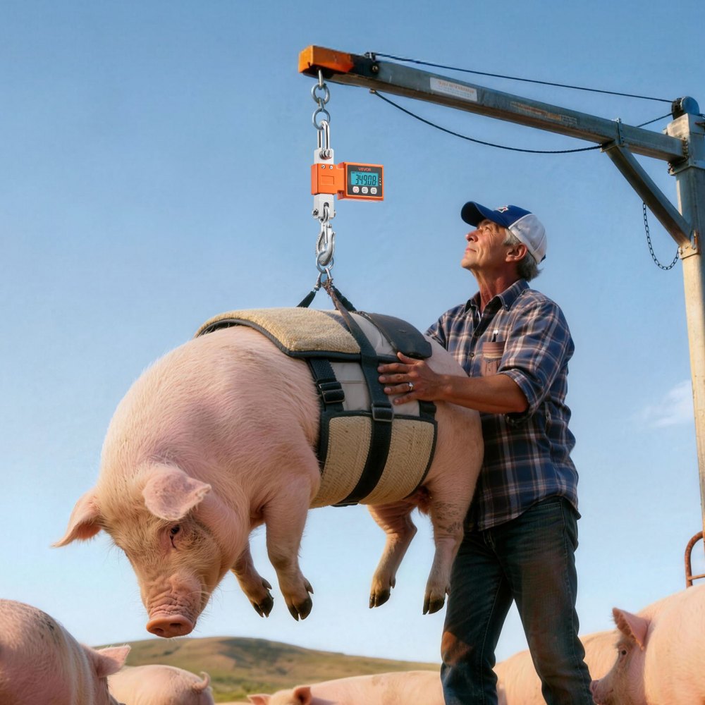 VEVOR Bilancia Elettronica per Gru Capacità Massima 500 kg, Bilancia Industriale Sospesa per Impieghi Gravosi con Cassa in Alluminio Pressofuso e Display LCD, Divisione 100 g e Interruttore a 3 Unità