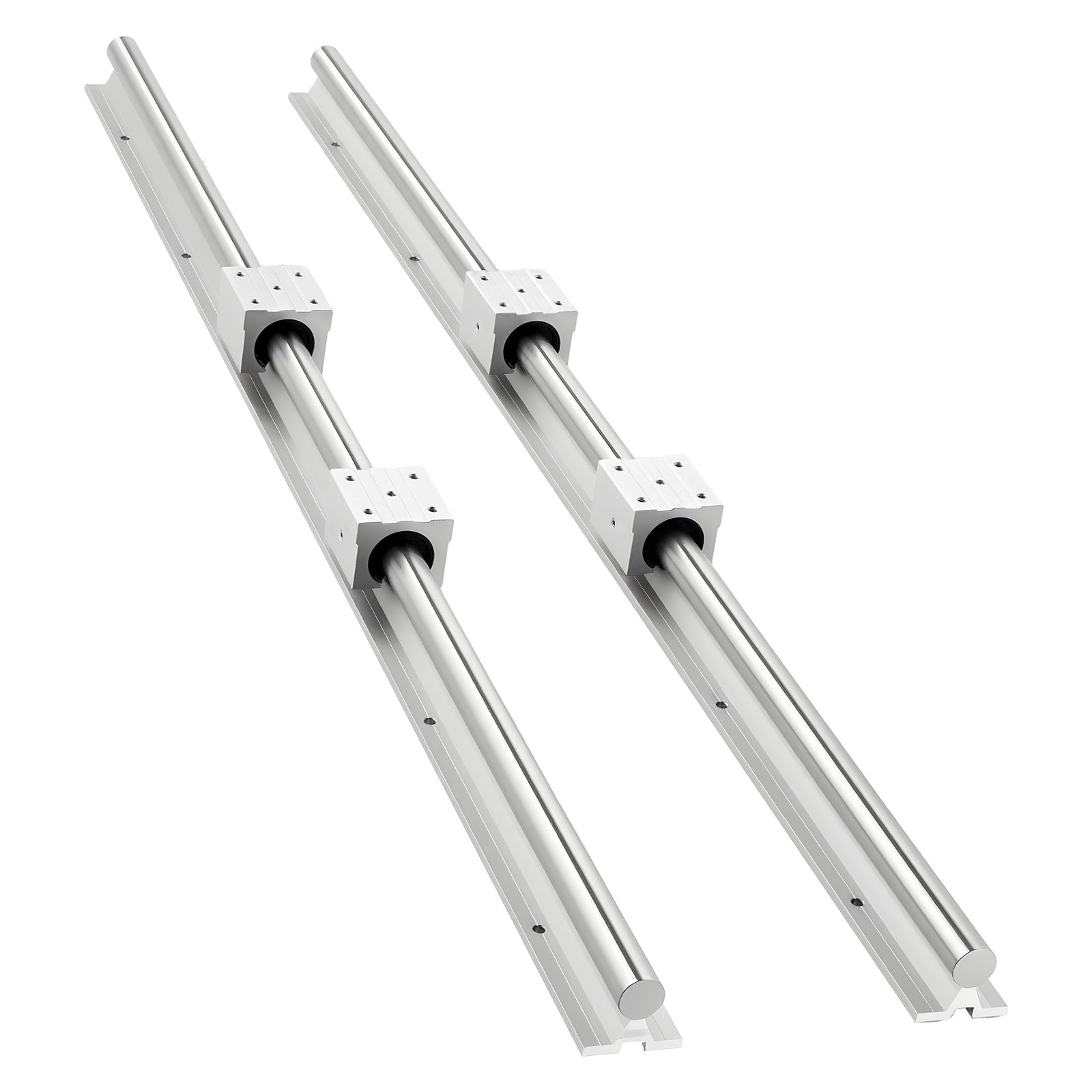 VEVOR Linear Rail Kit, SBR25, 2Pcs 1200 mm (47.24 inch) Linear Motion Guide Rails and 4Pcs Bearing Slide Blocks, Fully Supported Shaft, for Cutting, Grinding, Milling, Drilling Machines, and More