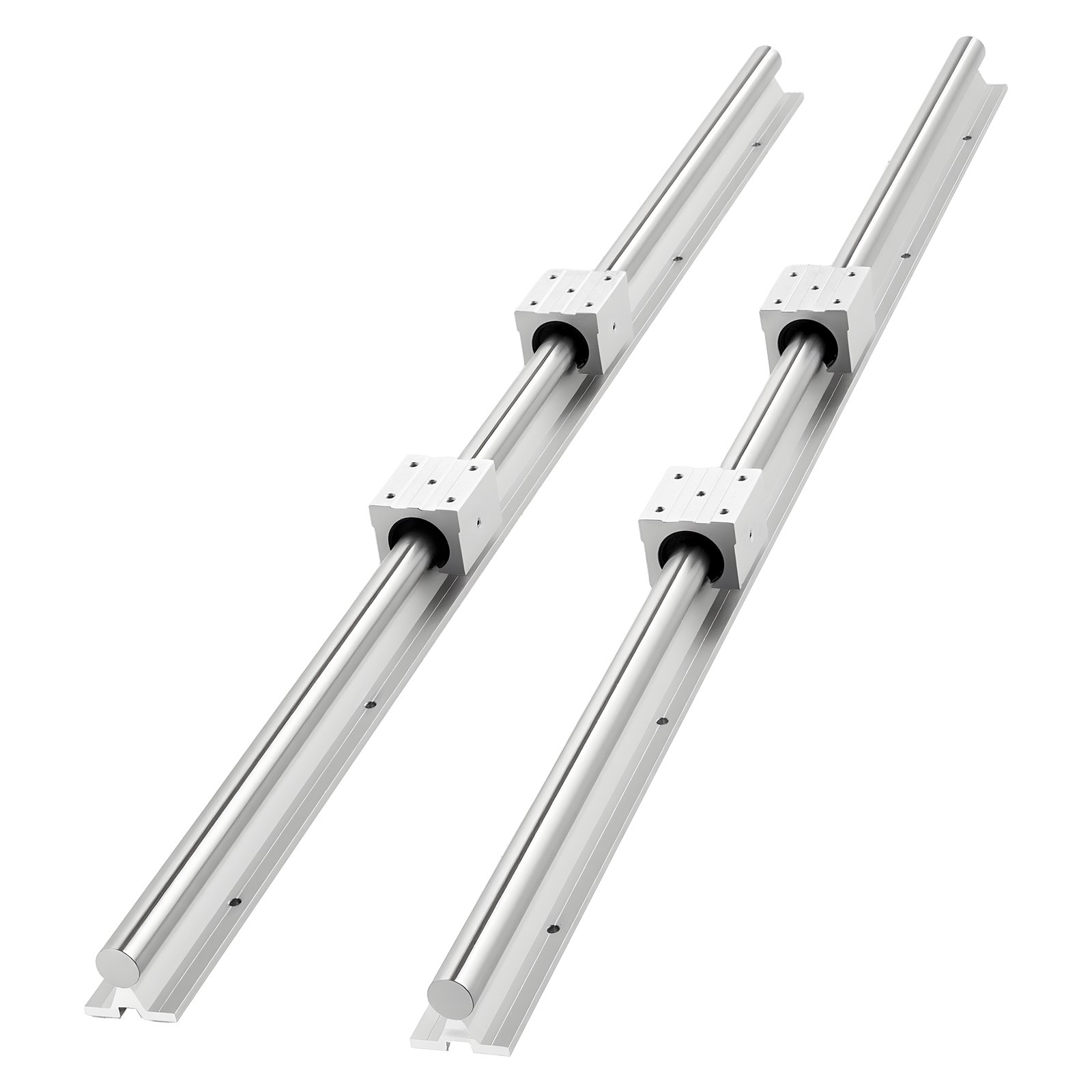VEVOR Linear Rail Kit, SBR25, 2Pcs 1200 mm (47.24 inch) Linear Motion Guide Rails and 4Pcs Bearing Slide Blocks, Fully Supported Shaft, for Cutting, Grinding, Milling, Drilling Machines, and More