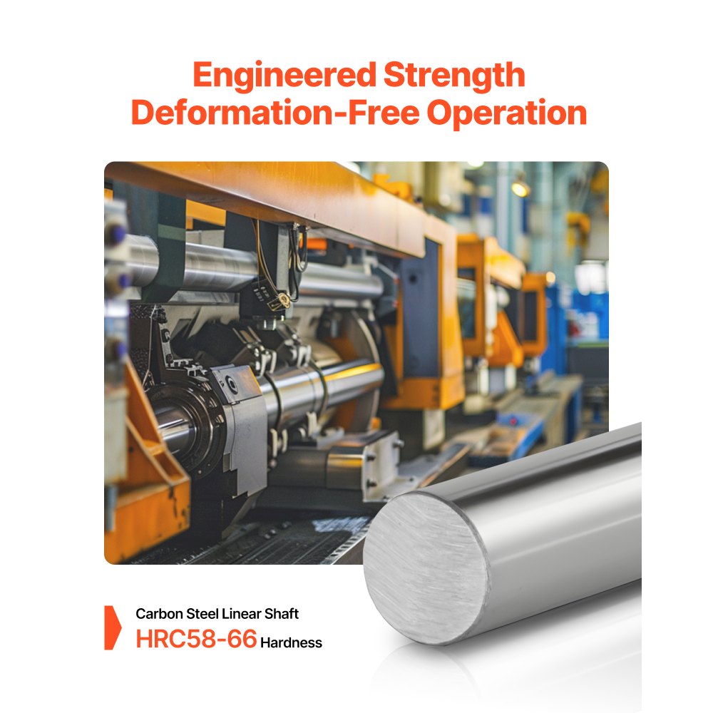 VEVOR 2PCS Linear Motion Rod, 20 mm x 1200 mm (0.79 x 47.24 in), SFC20 Carbon Steel Linear Rod Shaft, Anti Rust and High Precision, High Hardness Shaft, for Cutting Grinding Milling Drilling Machine