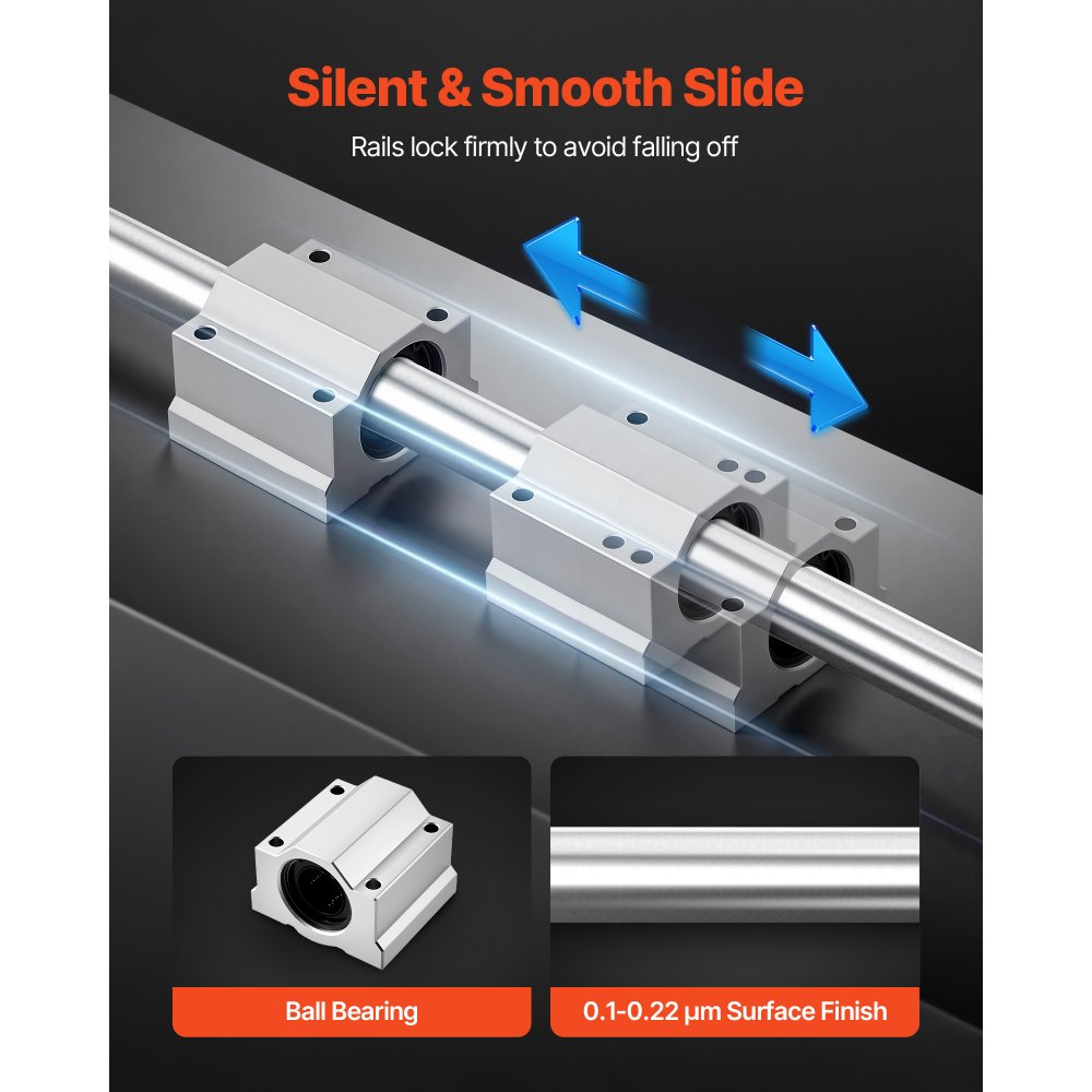 VEVOR Kit di Guide Lineari SFC 25 2 Guide Lineari da 1000 mm 4 Blocchi di Scorrimento per Cuscinetti per Torni Fresatrici, Macchine per Incisioni Fai da te, Piastra Oscillante per Allenamento