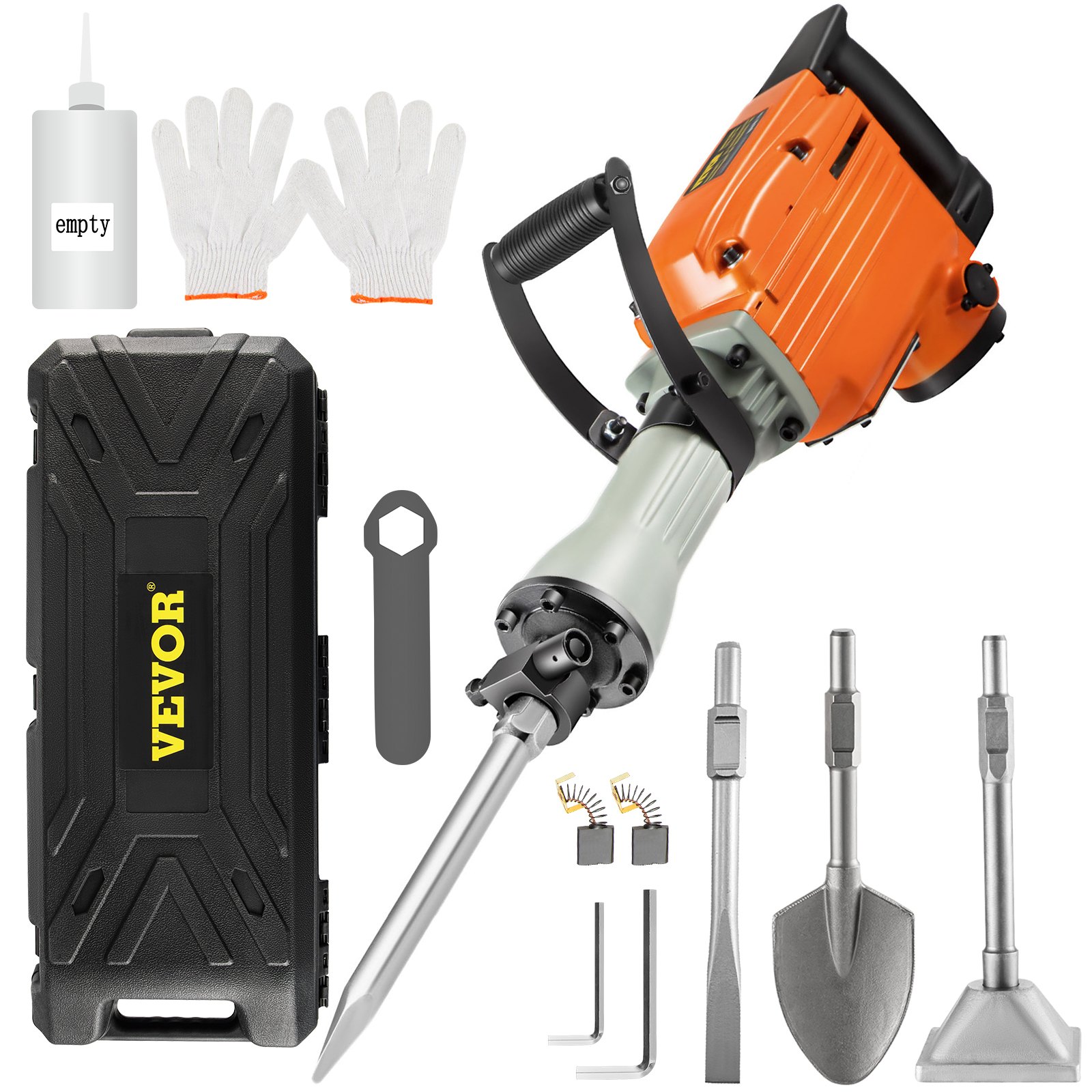 VEVOR martello demolitore Martello Pneumatico per Demolizione 2600W Demolitore 1800 Bpm con Accessori di 4 Scalpelli per Impianti Idraulici