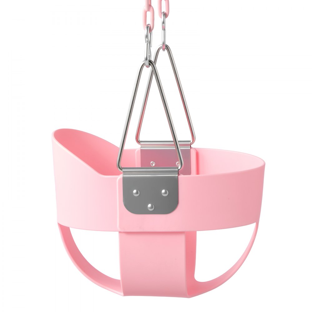 VEVOR Altalena Bambini Portata 136 kg Schienale Alto Seduta a Secchiello, Colore Rosa, per Parco Giochi in Giardino e al Chiuso, Catene e Moschettoni Rivestiti, Seduta Pressemblata, dai 3 Anni in Su