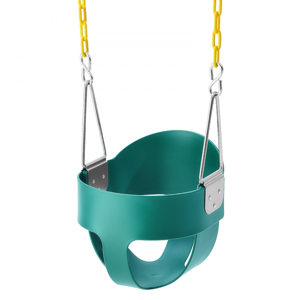 VEVOR Baby Swing Seat with High Backrest & Full Shell, with Coated Chains and Carabiners, Supports 68 kg, Outdoor Swing, Toddlers from 3 Years