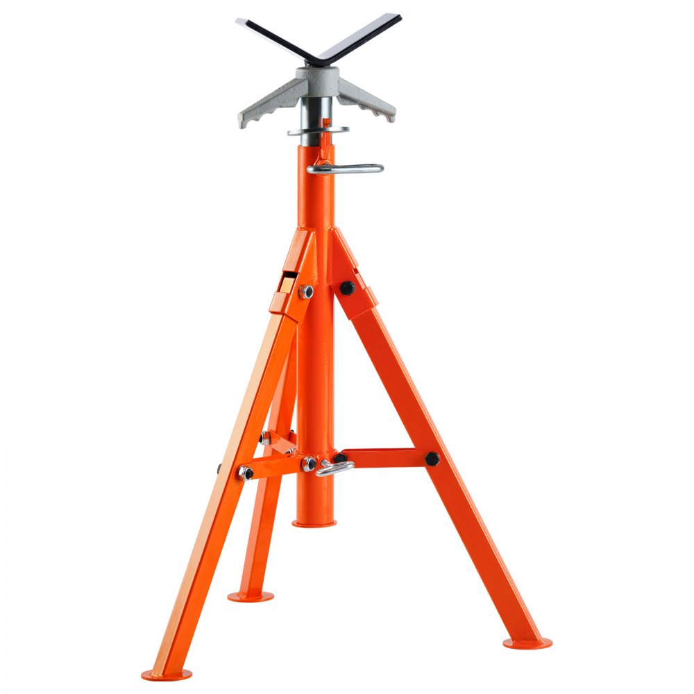 VEVOR Cavalletto per Tubi, Cavalletti per Tubi da 1,13 T, Cavalletto per Tubi con Testa a V Regolabile in Altezza da 69-132 cm, Cavalletto per Tubi Pieghevole in Acciaio 45# Tubi 1,27-30,48 cm