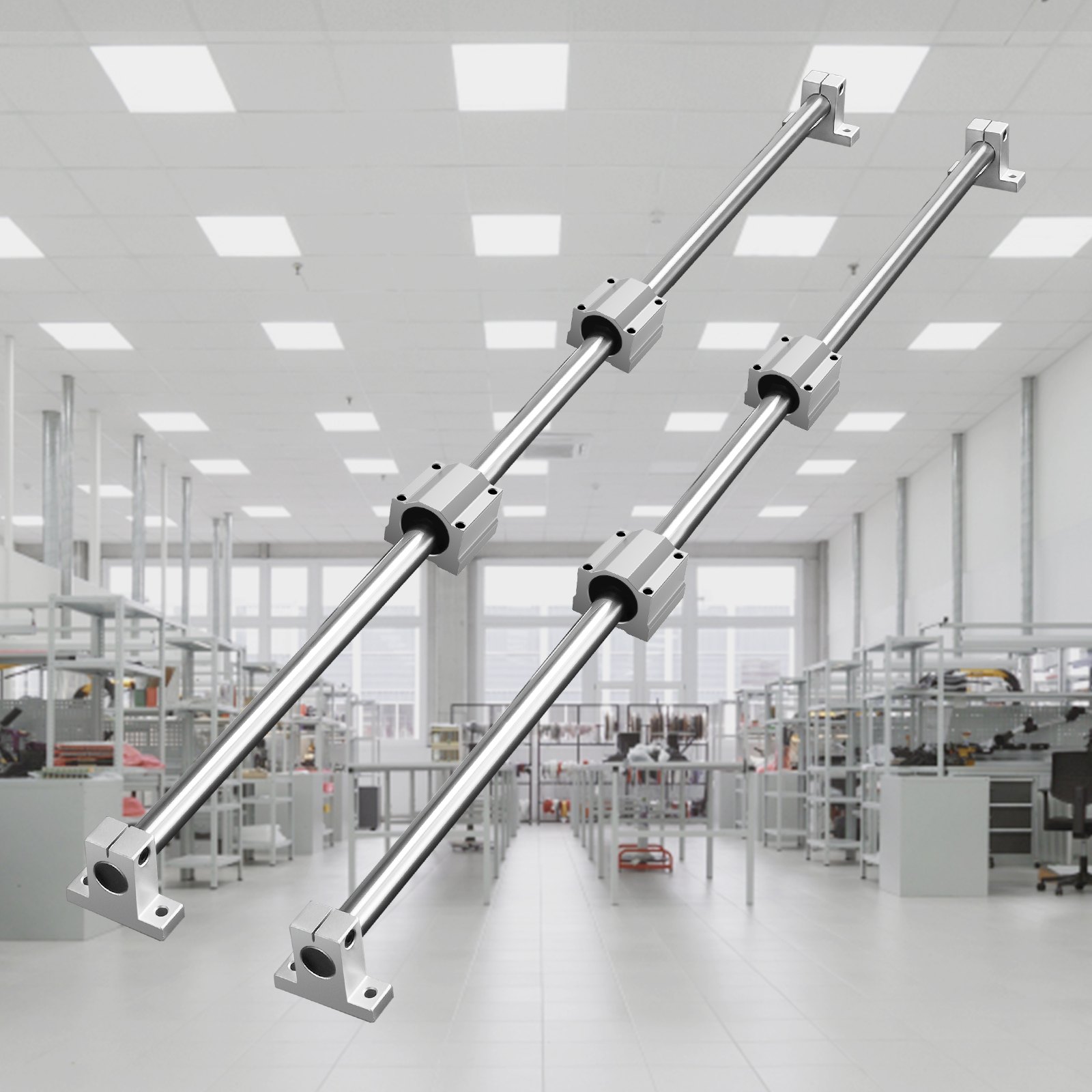 VEVOR Guida Scorrevole Lineare SFC16 per Cassetti 2 Pezzi Lunghezza 1000mm 4 Cuscinetti SFC16, Binario di Guida 2 Pz per Scorrimento per Cassetti Mobili in Acciaio al Carbonio Carico Statico 1180N