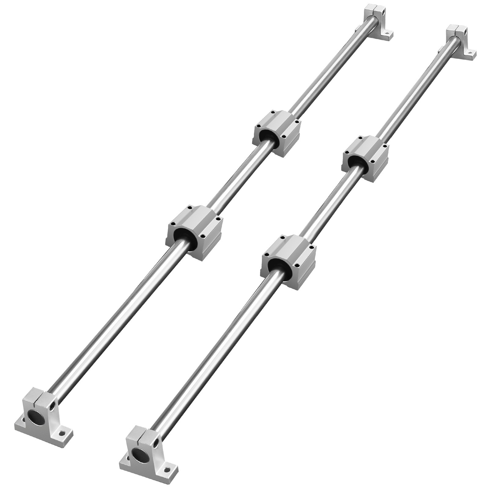 VEVOR Linear Guide Rail Set, SFC16 1000 mm, 2 pieces 39.4 inch/1000 mm SFC16 guide rails, 4 pieces SC16 sliding blocks, 4 pieces rail supports, linear rails and bearing set for automated machines, CNC DIY project