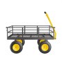 VEVOR Carrello da Giardino in Acciaio 544,31 kg Carrello da Giardino Trainabile per Impieghi Gravosi, Rimorchio da Giardino in Metallo per Esterni con Pneumatici da 330,2 mm Maniglia Girevole a 180°