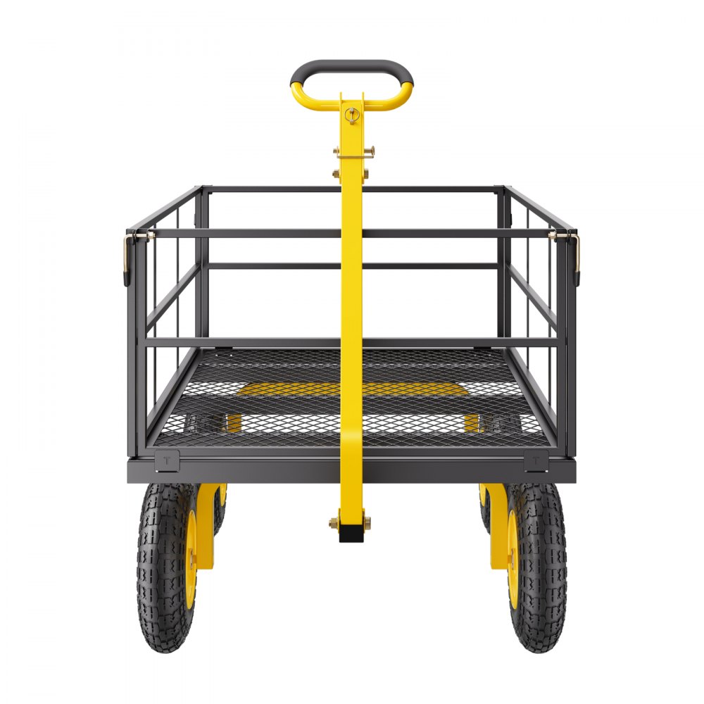 VEVOR Wagon 116.8x76x43 cm, Transport Wagon, Garden Wagon, Equipment Wagon, 2-in-1 Hand Wagon, with All-Terrain Tires, Removable Mesh Side Panels & 180° Rotating Handle