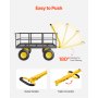 VEVOR Wagon 116.8x76x43 cm, Transport Wagon, Garden Wagon, Equipment Wagon, 2-in-1 Hand Wagon, with All-Terrain Tires, Removable Mesh Side Panels & 180° Rotating Handle