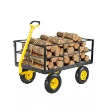 VEVOR Carrello da Giardino in Acciaio 635,03 kg Carrello da Giardino Trainabile per Impieghi Gravosi, Rimorchio da Giardino in Metallo per Esterni con Pneumatici da 330,2 mm Lati Rimovibili in Rete