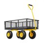 VEVOR handcart 965x560x535 mm, garden cart, transport cart on wheels, equipment cart with tires and removable mesh side panels (convertible to a flatbed) and 180° rotating handle