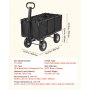 VEVOR Garden Cart, 544.3 kg, Heavy Duty Steel Hand Trolley, Yard Utility Wagon Outdoor Transport Cart with 10-Inch Tires, Adjustable Handle, Detachable Side Panels, Attach to ATV or Tractor, Black