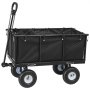VEVOR Carrello Portaoggetti da Giardino Carretto da Giardinaggio in Acciaio Carico max da 544,3 kg Carrello per Trasporto Legna Terra Detriti con Lati Rimovibili, Compatibile per Trattorino, Nero
