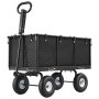 VEVOR Carrello Portaoggetti da Giardino Carretto da Giardinaggio in Acciaio Carico max da 544,3 kg Carrello per Trasporto Legna Terra Detriti con Lati Rimovibili, Compatibile per Trattorino, Nero
