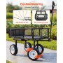 VEVOR Garden Cart with Seat, 226.8 kg, Rolling Steel Garden Work Seat with Wheels, Heavy Duty Gardening Stool, with Tool Tray & Adjustable Handle, Outdoor Yard Wagon, for Lawn, Patio, Backyard, Black