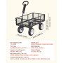 VEVOR Garden Cart, 408.2 kg, Heavy Duty Steel Yard and Garden Utility Wagon with 10-Inch Tires, Outdoor Gardening Stool with Adjustable Handle, Detachable Side Panels, Attach to ATV or Tractor, Black