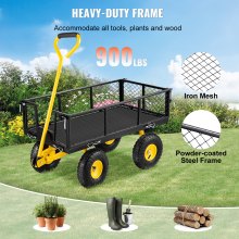 VEVOR Carrello Portalegna da Giardino con 4 Ruote Capacità Carico Max. 408 kg, Carretto per Trasporto Legna da Giardino Rimorchio in Acciaio con Pareti Laterali Rimovibile 96 x 51 x 22 cm con Ruote