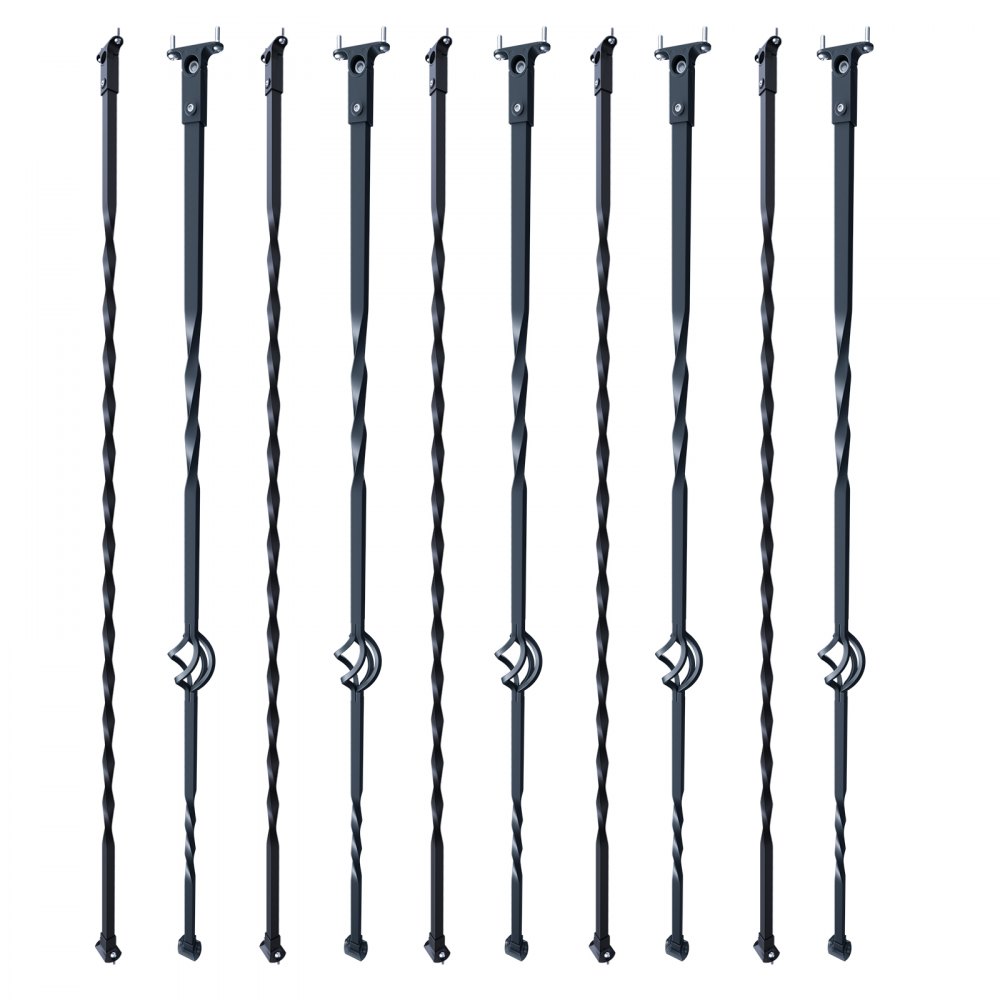 VEVOR Balaustre in Metallo per Scale, Mandrini in ​​Acciaio Galvanizzato da 44'' x 1/2", Balaustre per Ponte con Cestini Singoli Cavi, Torsioni, Ringhiera per Scale a Chiocciola con Scarpe e Viti