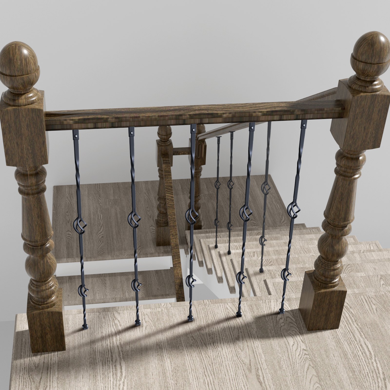 VEVOR Balaustre in Metallo per Scale, Mandrini per Ringhiere ​​Acciaio Galvanizzato da 44'' x 1/2", Balaustre per Ponte con Doppi Cestini Cavi, Ringhiera per Scale a Chiocciola con Scarpe e Viti