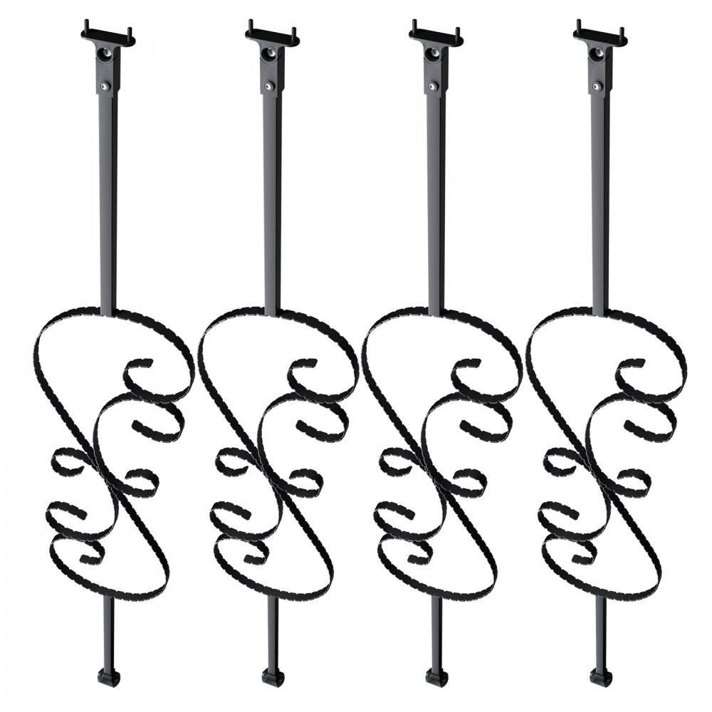 VEVOR Balaustre per Scale in Metallo, Mandrini per Ringhiere Decorativi in ​​Acciaio Galvanizzato da 44'' x 1/2", Confezione da 5 Balaustre per Ponte a Forma di S, Ringhiera per Scale a Spirale Nera