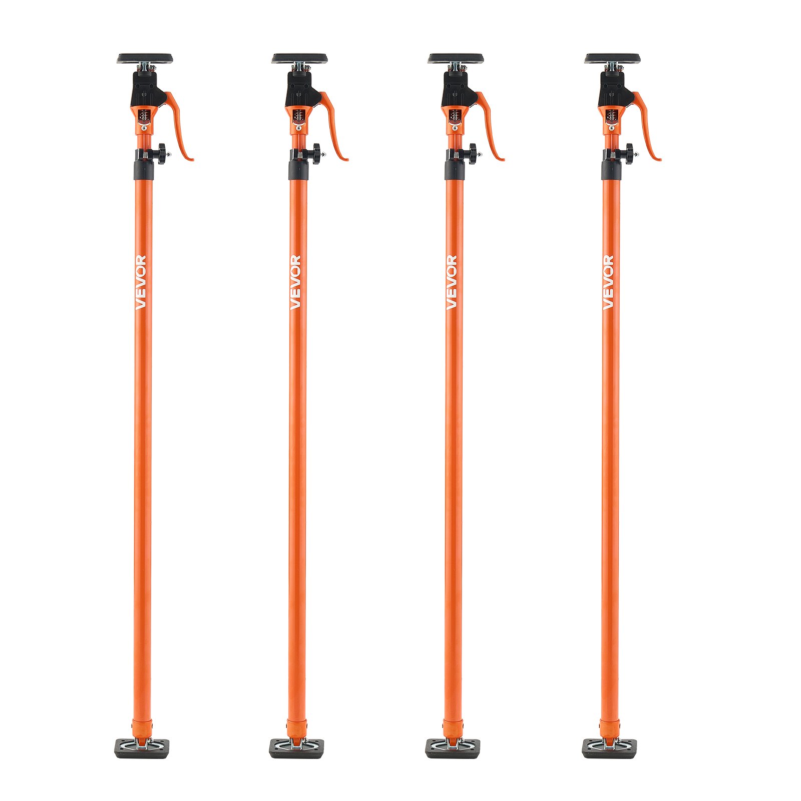 VEVOR Asta di Supporto per Martinetto, 4 Pezzi, Asta di Supporto Rapido Telescopica in Acciaio da 125-291 cm, Sistema Regolabile a 3 Mani con Capacità 90 kg per Sollevamento di Cartongesso