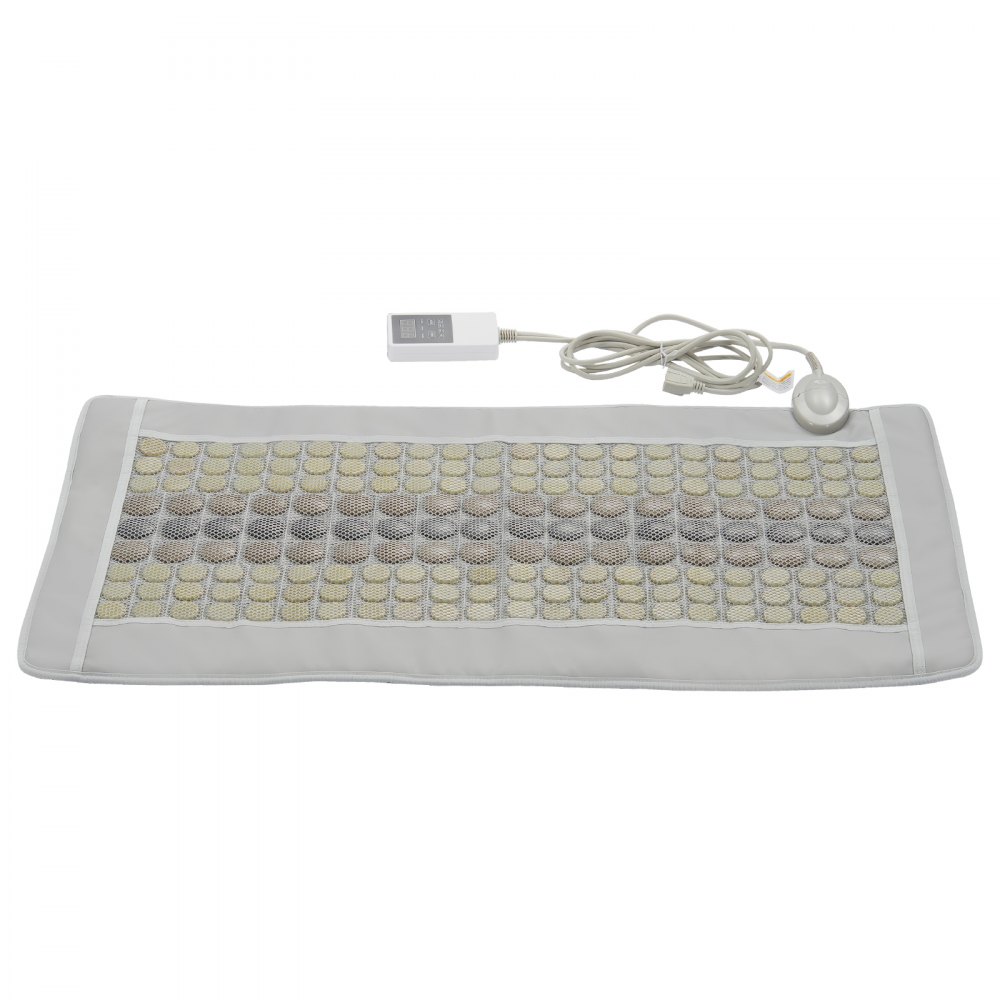 VEVOR Tappetino Riscaldante a Infrarossi lontani, 132 Pietre Giada Naturale 30 Tormalina, Tappetino Riscaldante Alleviare Dolore Schiena, 39 °C-70 °C con Controller e Spegnimento Automatico 100x55 cm