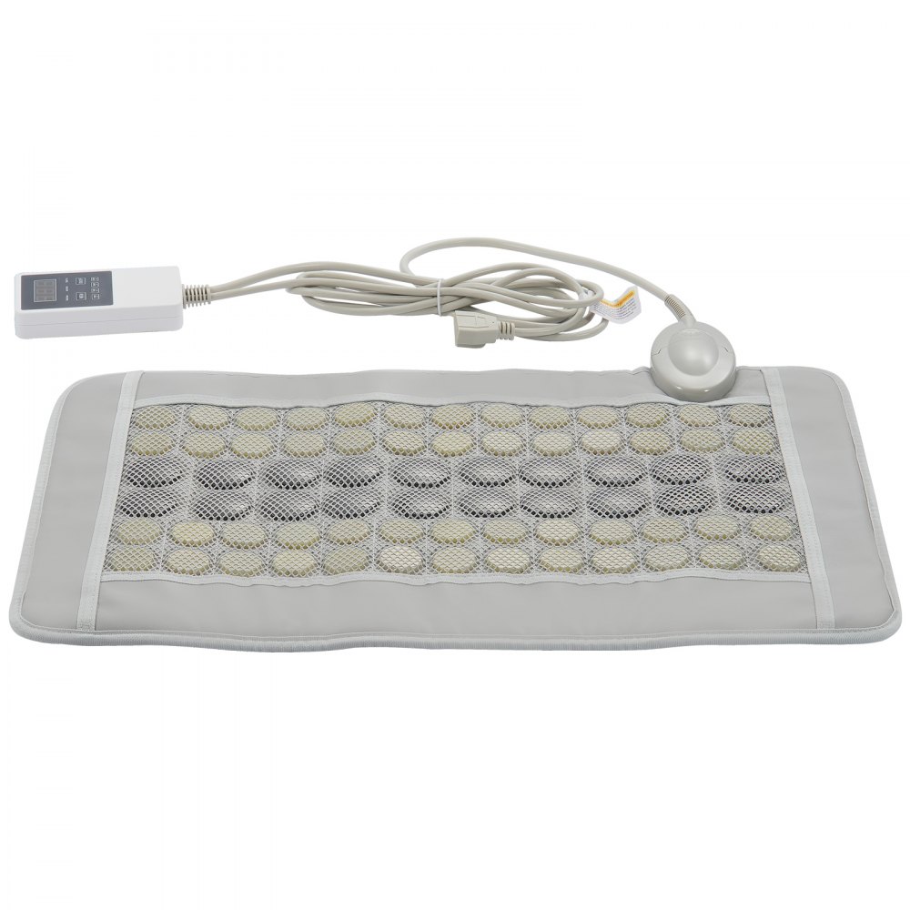 VEVOR Far Infrared Heating Pad, Heating Pad Made of 52 Natural Jade and 20 Tourmaline Stones for Back Pain Relief, 103-159°F Infrared Heating Pad with Smart Controller and Automatic Shut-Off (Medium Size 23.9 x 15.8 Inches)