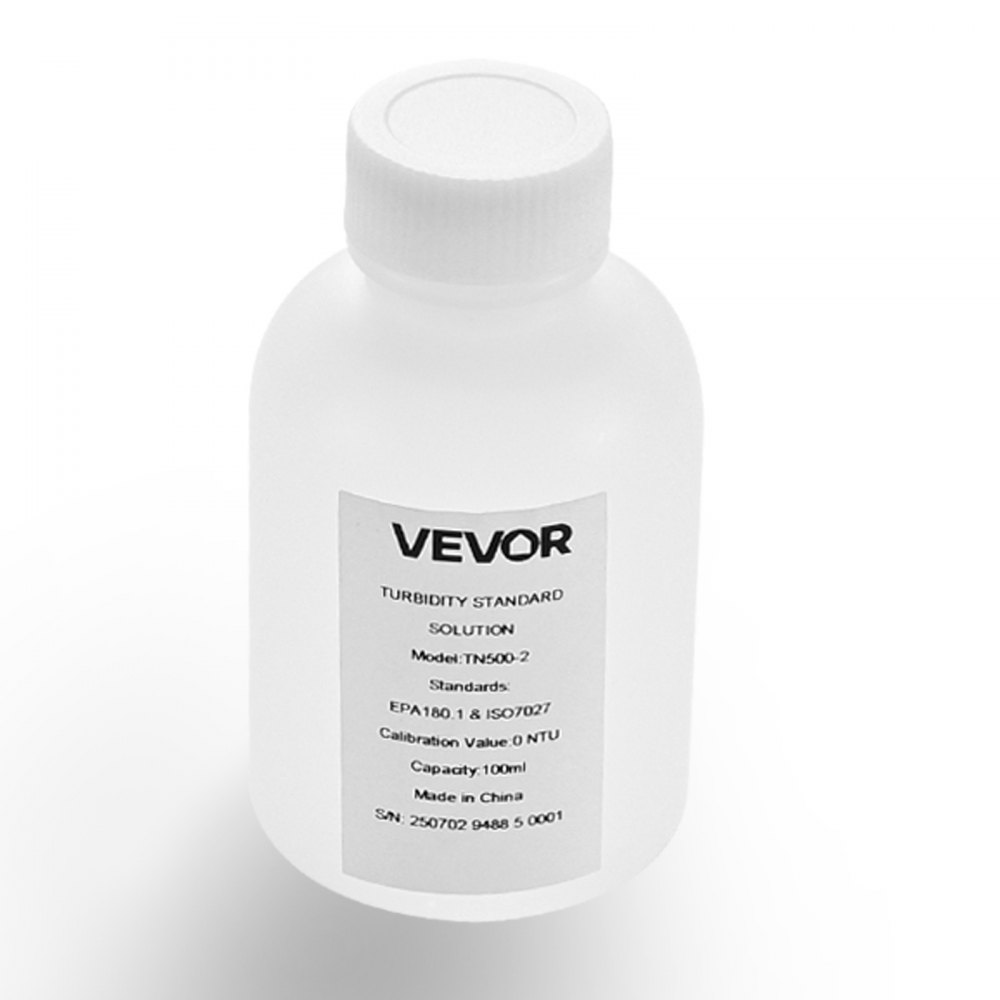 VEVOR Soluzione di Calibrazione per Torbidità 0 NTU 100 ml, Soluzione Standard di Ricarica Monouso per Torbidimetri, Deriva Zero per Concentrazione Stabile, Adatta per Luce Bianca/Rossa