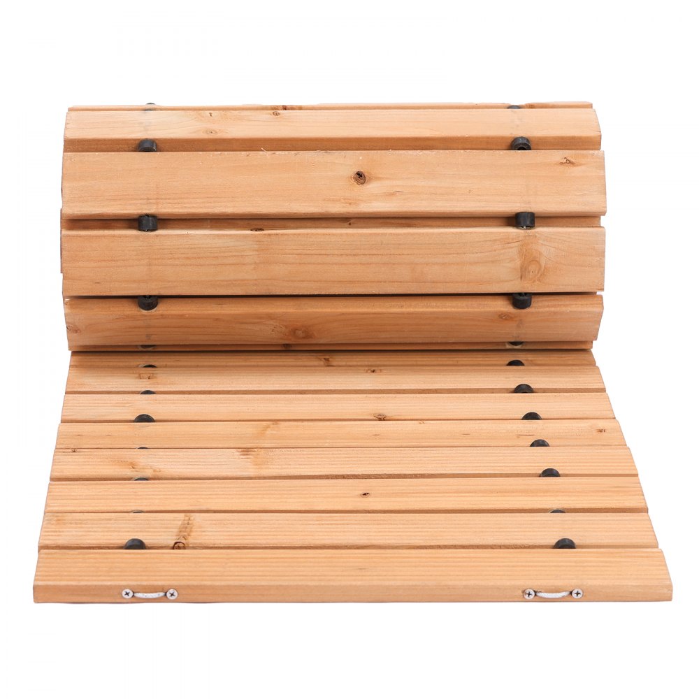VEVOR Sentiero da Giardino in Legno 2,43 m x 43,18 cm Sentiero da Giardino Dritto Antiscivolo Srotolabile, per Esterni in Cedro con Collegamento in Fune Metallica Pietre per Pavimentazioni da Giardino