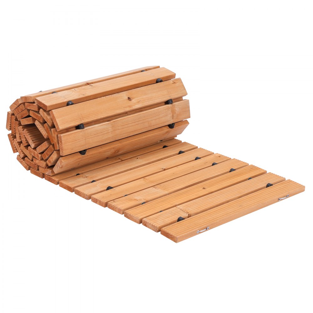VEVOR Sentiero da Giardino in Legno 2,43 m x 43,18 cm Sentiero da Giardino Dritto Antiscivolo Srotolabile, per Esterni in Cedro con Collegamento in Fune Metallica Pietre per Pavimentazioni da Giardino