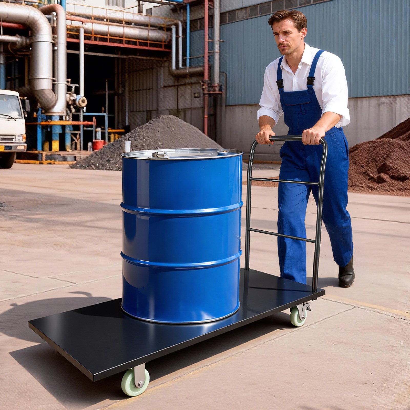 VEVOR Carrello per Trasporto a Piattaforma Capacità Carico max. 907,18 kg, Carrello Industriale in Acciaio a Spinta Manuale con Piattaforma, Pianale per Spostamento dei Bagagli Pacchi Merci Logistica