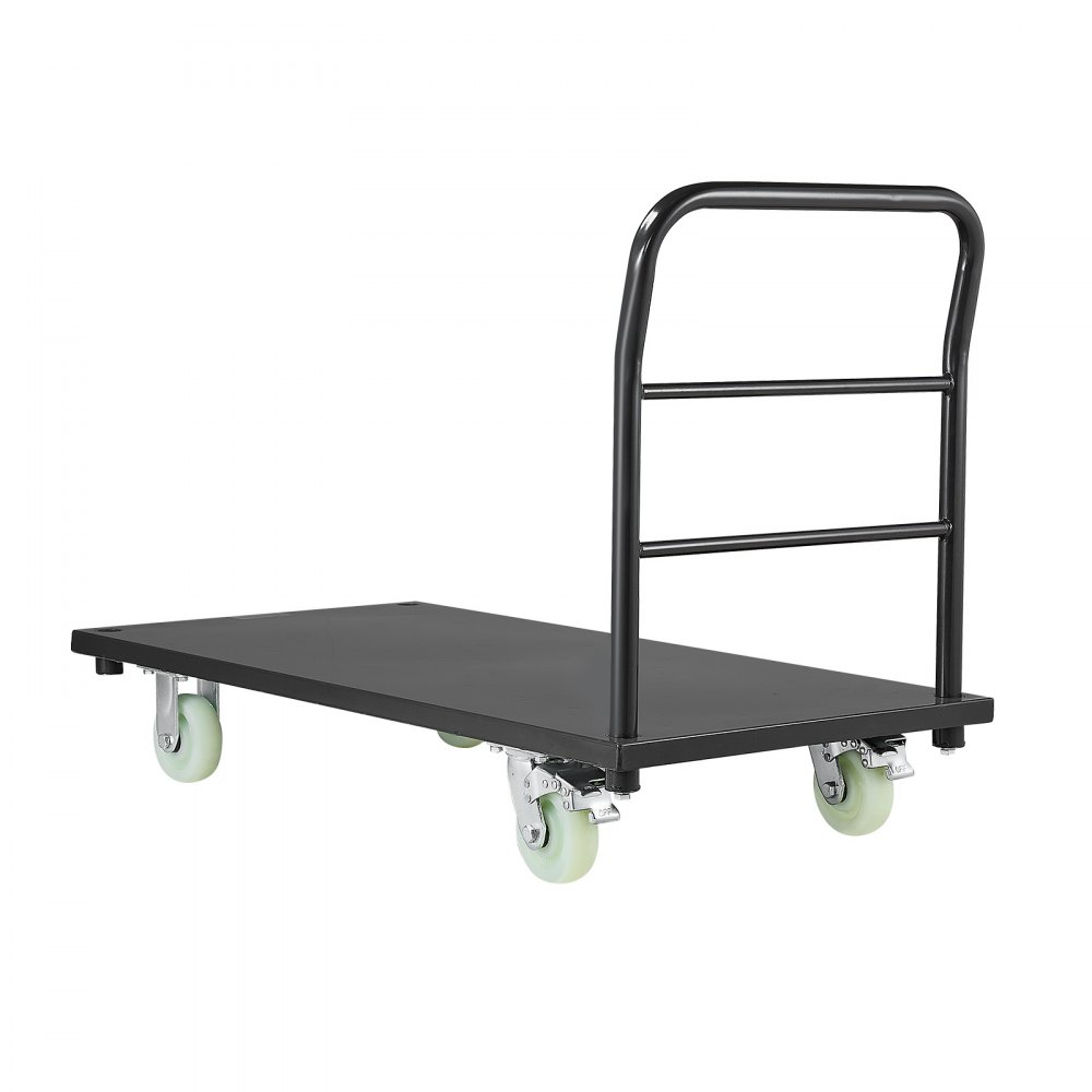 VEVOR Carrello a Piattaforma per Carico Industriale Capacità max. 907,18 kg, Carrello Industriale in Acciaio con Ruote Girevoli e Maniglia, Pianale a Spinta Manuale per Trasporto Merci Pacchi
