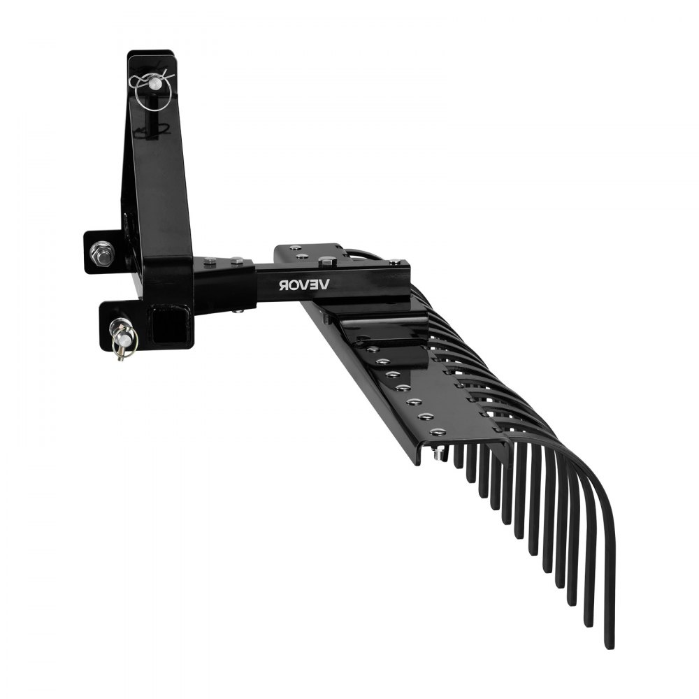VEVOR 127 cm Lanscape Rock Rake, 3-Point Tow Behind Landscape Rake with 17 Steel Tines, Fit Category 1 Tractors, Angle Adjustable, Heavy Duty Lawn Dethatcher Rake for Grass Branch Debris