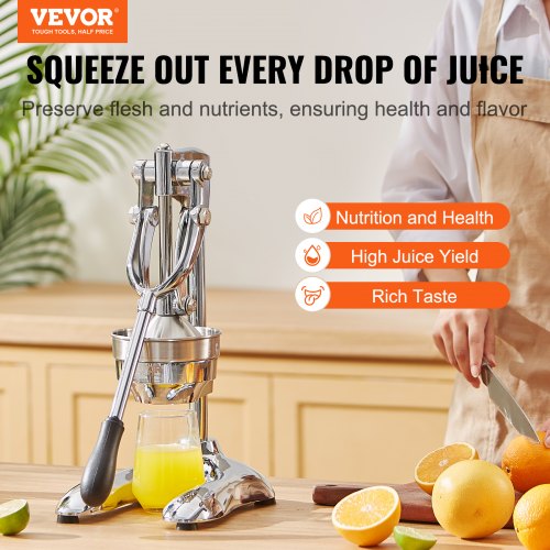 Spremiagrumi Manuale In Acciaio Inox 23 Cm - Spremi Limoni, Lime, Arance, Diametro 8 Cm, Lavabile In Lavastoviglie, Anti-schizzo, Per Bar E Cucina