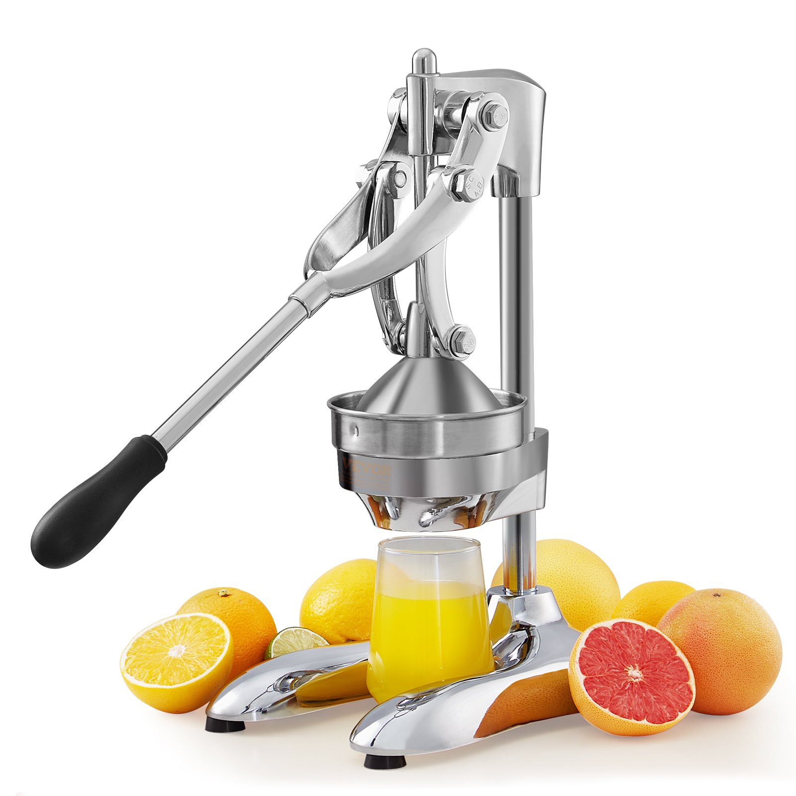 VEVOR Spremiagrumi Manuale a Leva Spremiagrumi in Acciaio Inox Maniglia Lunga Ergonomica, Spremiagrumi Manuale per Limoni Arance Pompelmi da Cucina, Spremiagrumi Manuale da Tavolo Manuale di Casa Bar