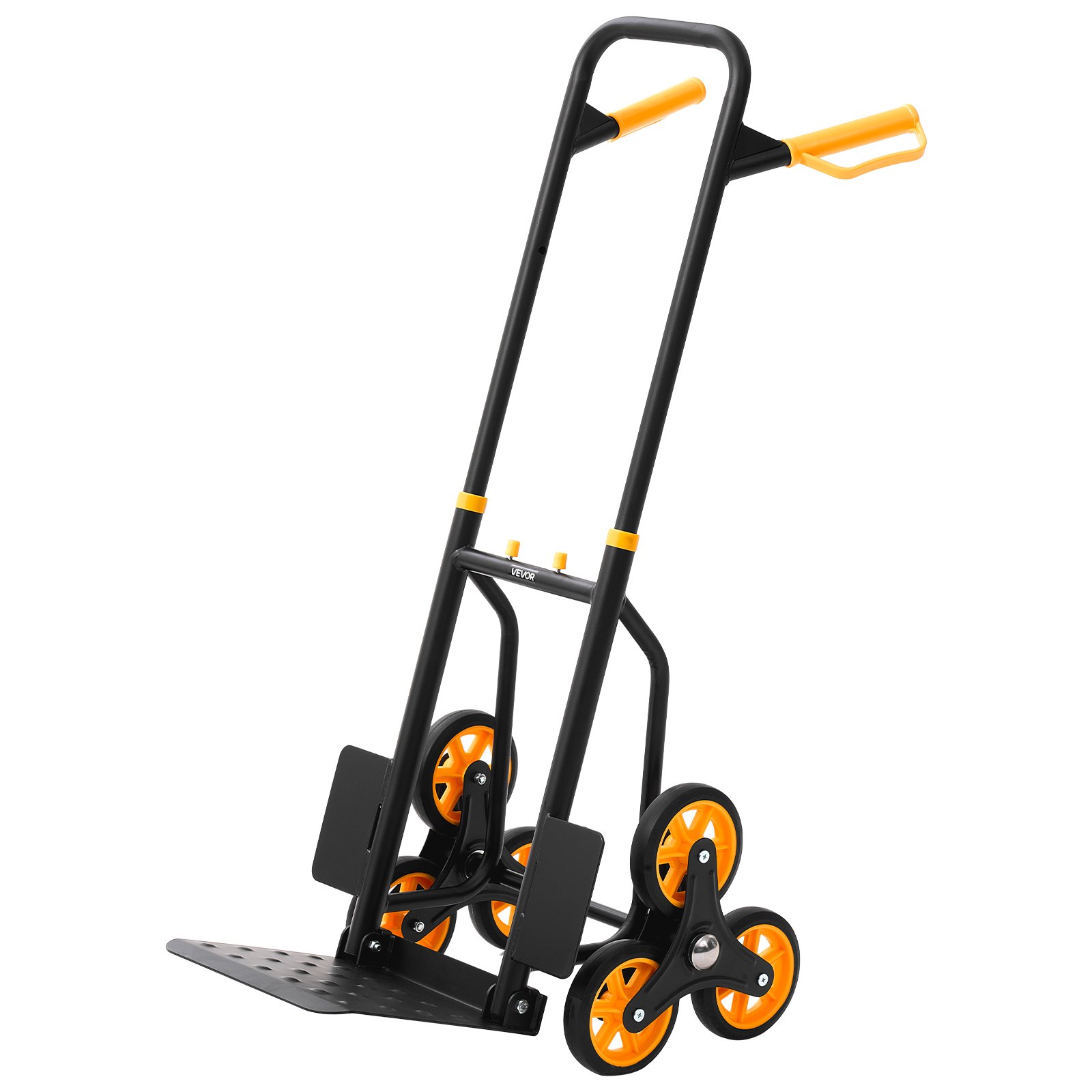 VEVOR Carrello Portapacchi per Scale Capacità di Salita Scale 150 kg, Carrello Pieghevole per Carichi Pesanti con Maniglia Telescopica, 6 Ruote e 2 Corde Elastiche, per Generi Alimentari, Magazzino