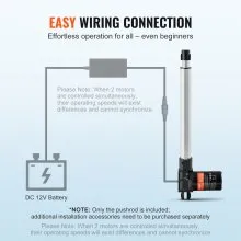 VEVOR 6000N Attuatore lineare DC 12V Azionamento lineare Motore lineare elettrico IP44 Lunghezza corsa 300 mm Livello di rumore ≤ 50 dB Apriporta elettrico Velocità di spostamento 5 mm/s