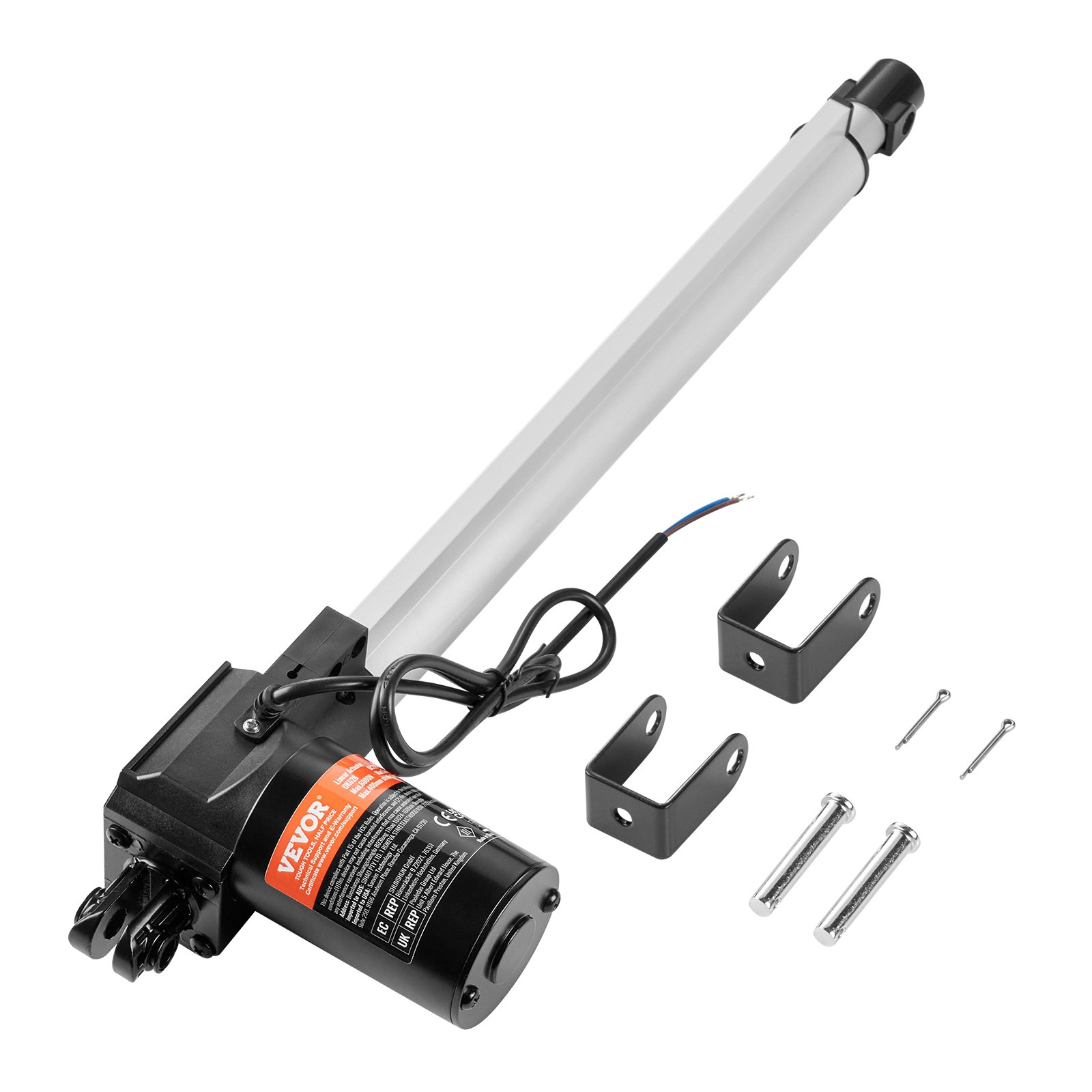 VEVOR Attuatore lineare 12V, Attuatore lineare da 35,56cm per 598,74kg/6000N, Attuatore di movimento lineare da 4,826mm/s con staffa di montaggio e protezione IP44 navi da carico